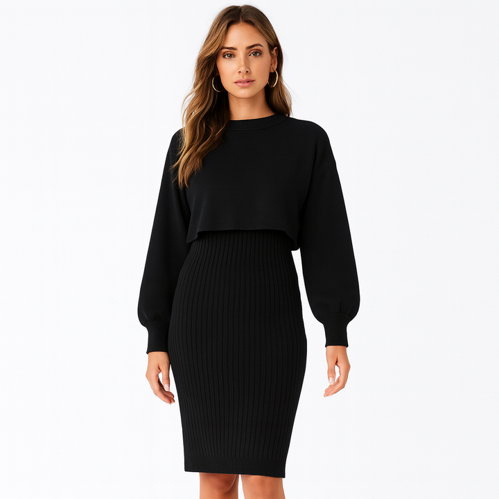 Robe deux pièces en maille à effet - Karine