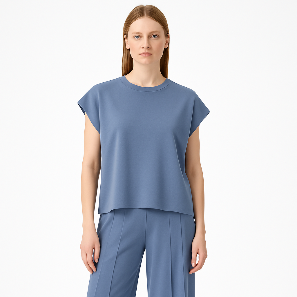 Ensemble top sans manche fluide et pantalon à plis - Oriane