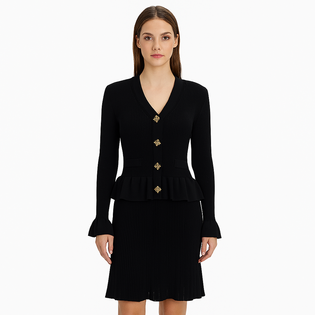 Robe en maille avec boutons bijoux - Mireille