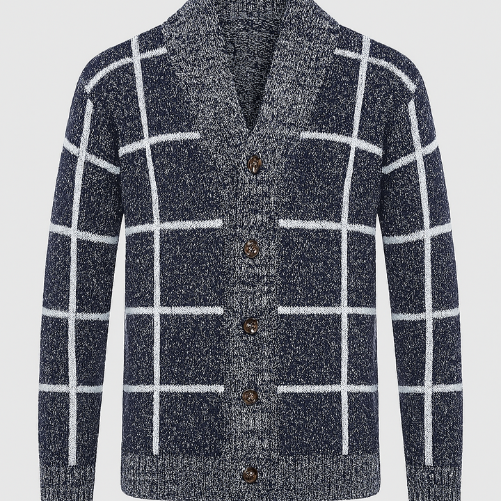 Gilet en maille écossaise avec revers - Adrien