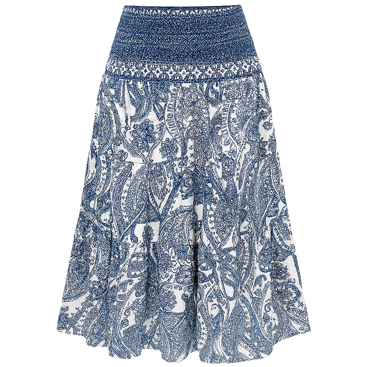 Jupe longue à taille élastiquée pour femme, imprimé bohème - Éloise