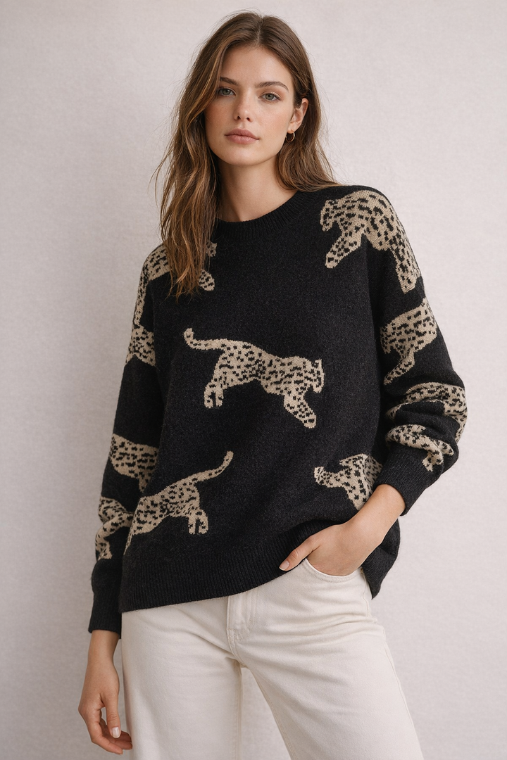 Pull tricoté pour femmes avec motif graphique - Yrvala