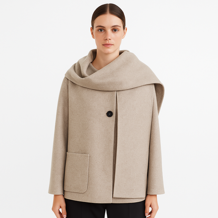 Manteau pour femme de style français avec col enveloppant - Nèora