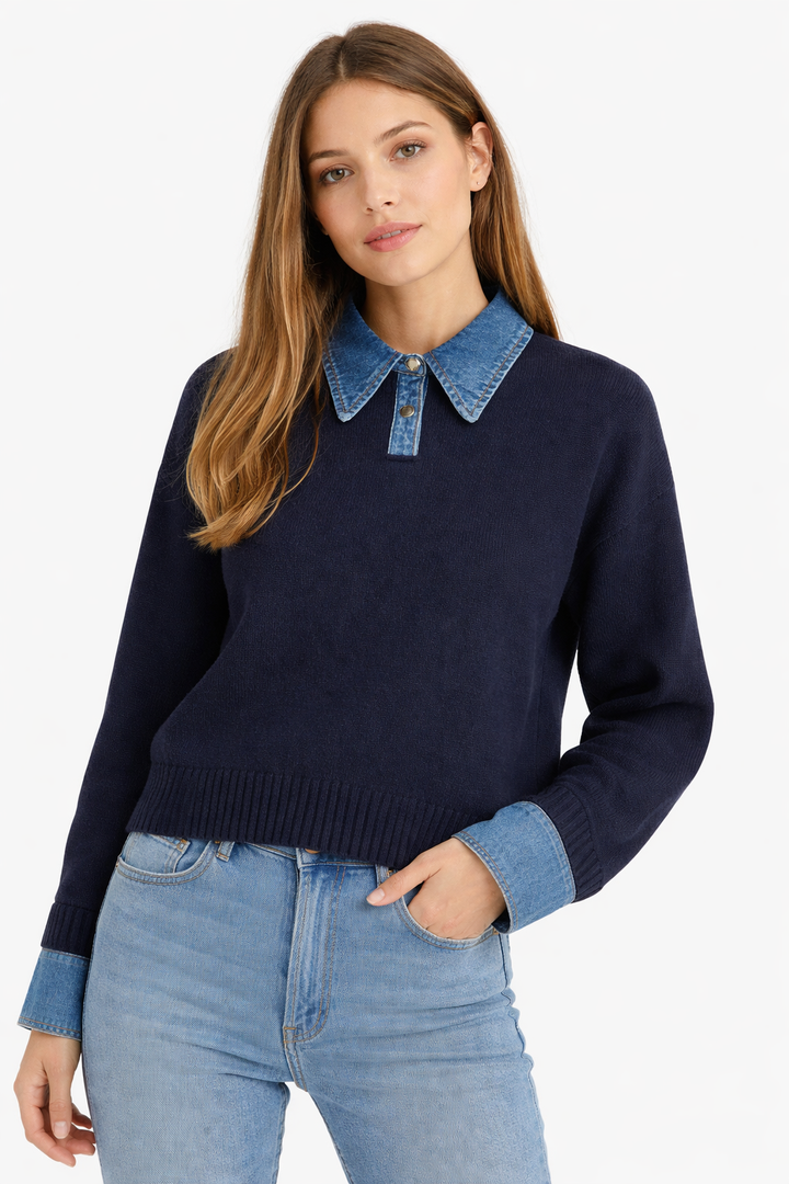 Pull femme à col chemise - Alriksa