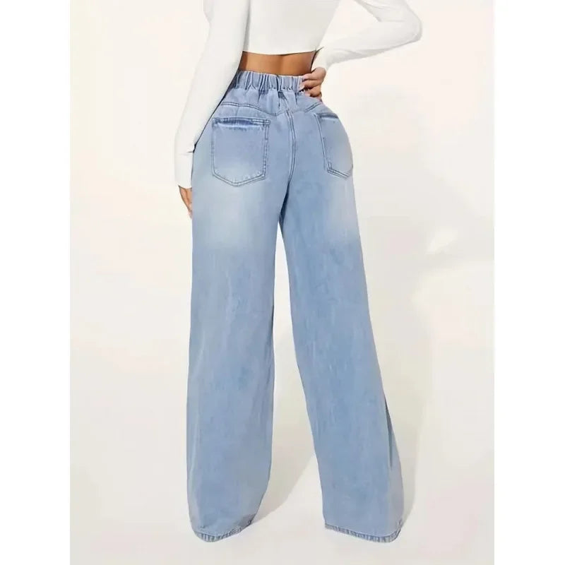 Jean large à taille haute pour femme - Amandine