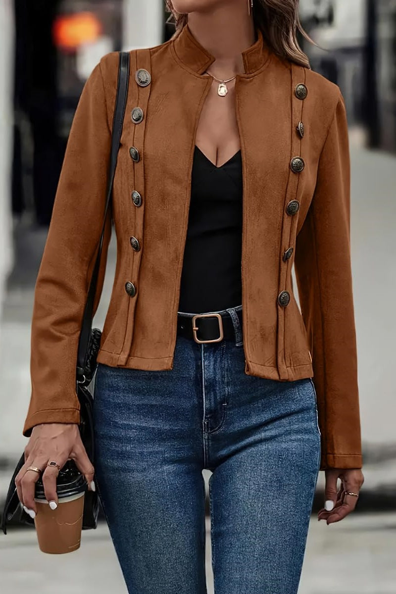 Veste en cuir végétalien avec boutons pour femme - Clarisse