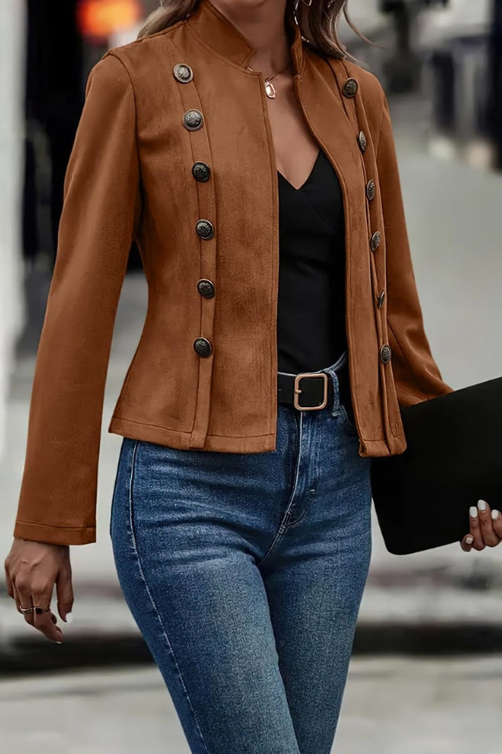 Veste en cuir végétalien avec boutons pour femme - Clarisse