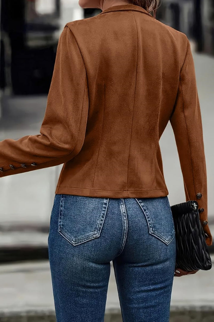 Veste en cuir végétalien avec boutons pour femme - Clarisse