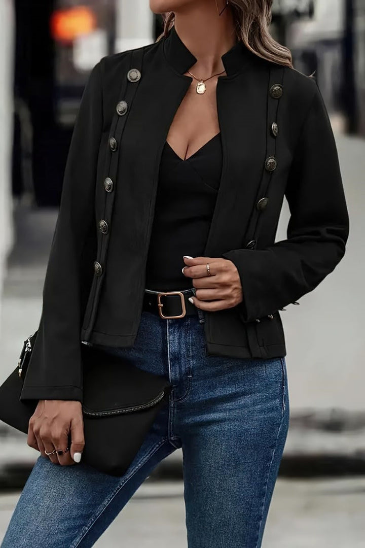 Veste en cuir végétalien avec boutons pour femme - Clarisse