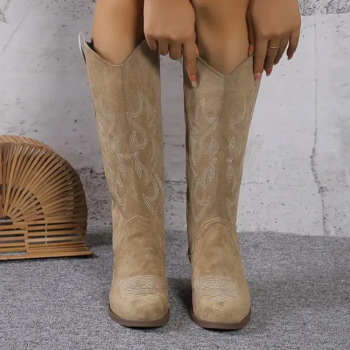 Bottes de cow-boy en daim brodé pour femmes - Salome