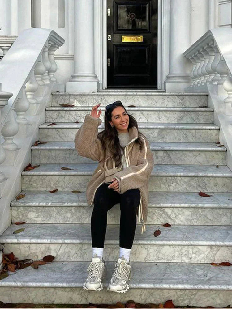 Veste chaude surdimensionnée pour femme avec fermeture éclair - Selindra