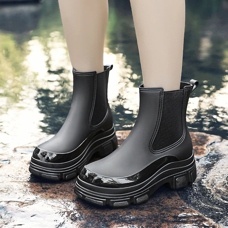 Bottes imperméables pour femmes à semelle épaisse et élastique - Liora