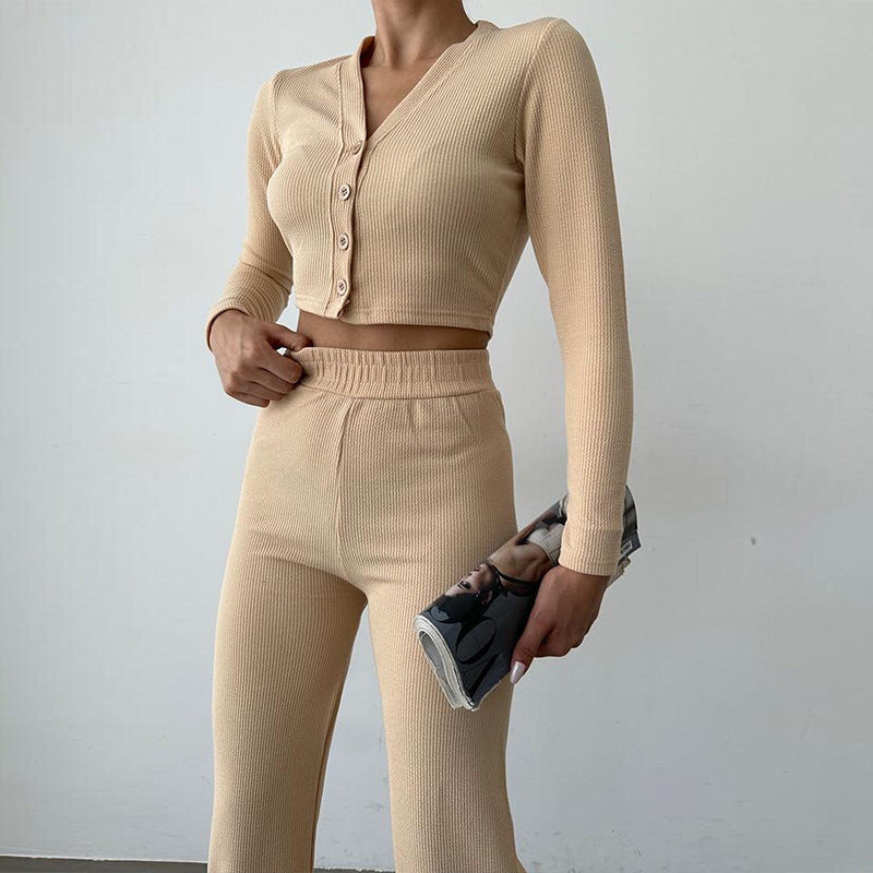 Ensemble crop deux pièces en maille pour femmes - Sofia