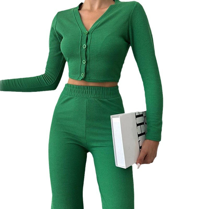 Ensemble crop deux pièces en maille pour femmes - Sofia