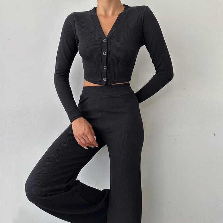 Ensemble crop deux pièces en maille pour femmes - Sofia
