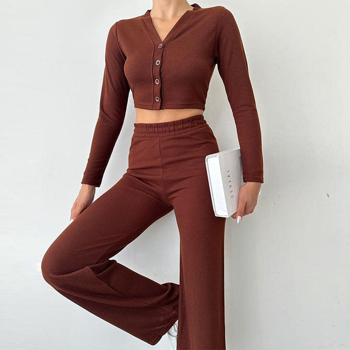 Ensemble crop deux pièces en maille pour femmes - Sofia