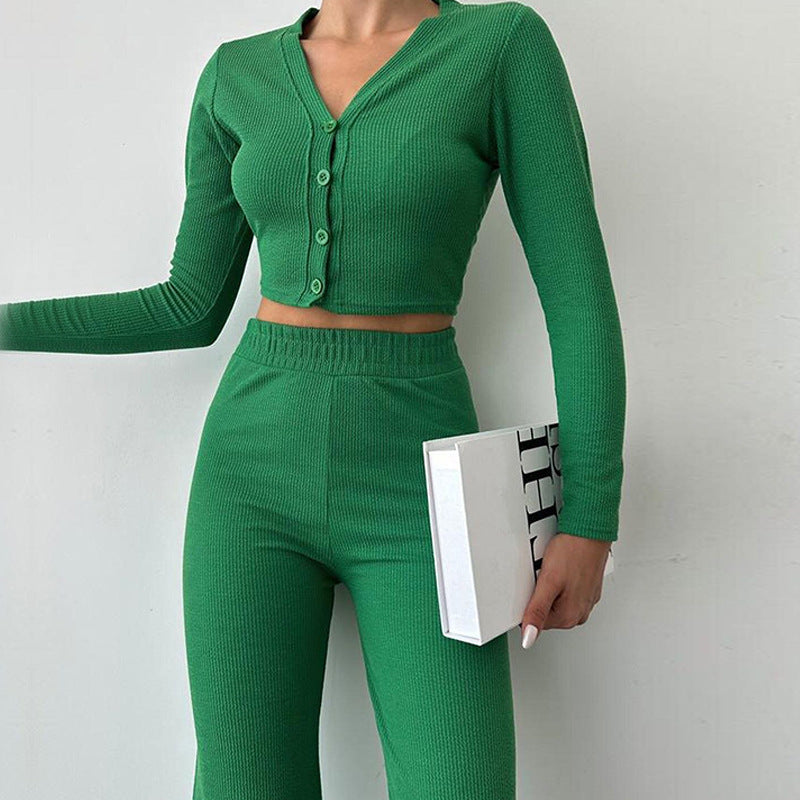 Ensemble crop deux pièces en maille pour femmes - Sofia
