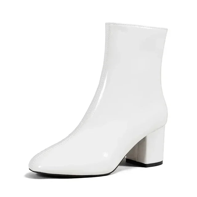 Bottines en cuir végétalien à talon moyen pour femmes - Yiva