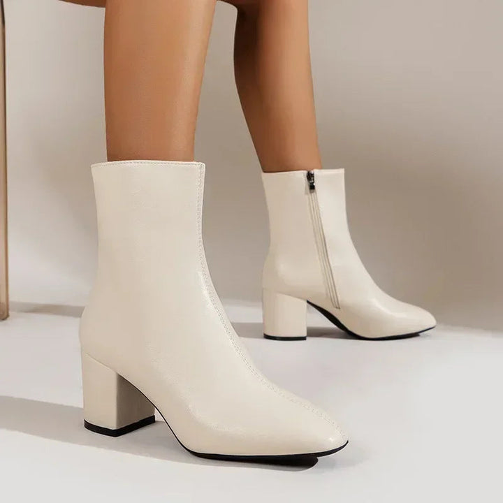 Bottines en cuir végétalien à talon moyen pour femmes - Yiva