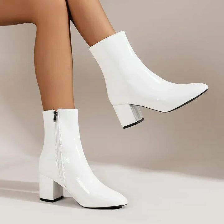 Bottines en cuir végétalien à talon moyen pour femmes - Yiva