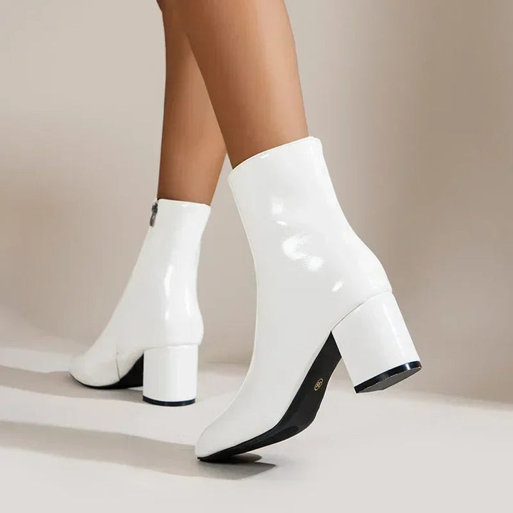 Bottines en cuir végétalien à talon moyen pour femmes - Yiva