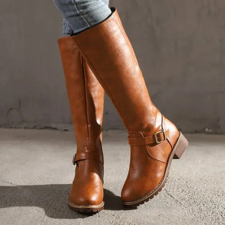 Bottes hautes en cuir végétalien avec fermeture éclair pour femmes - Alondra