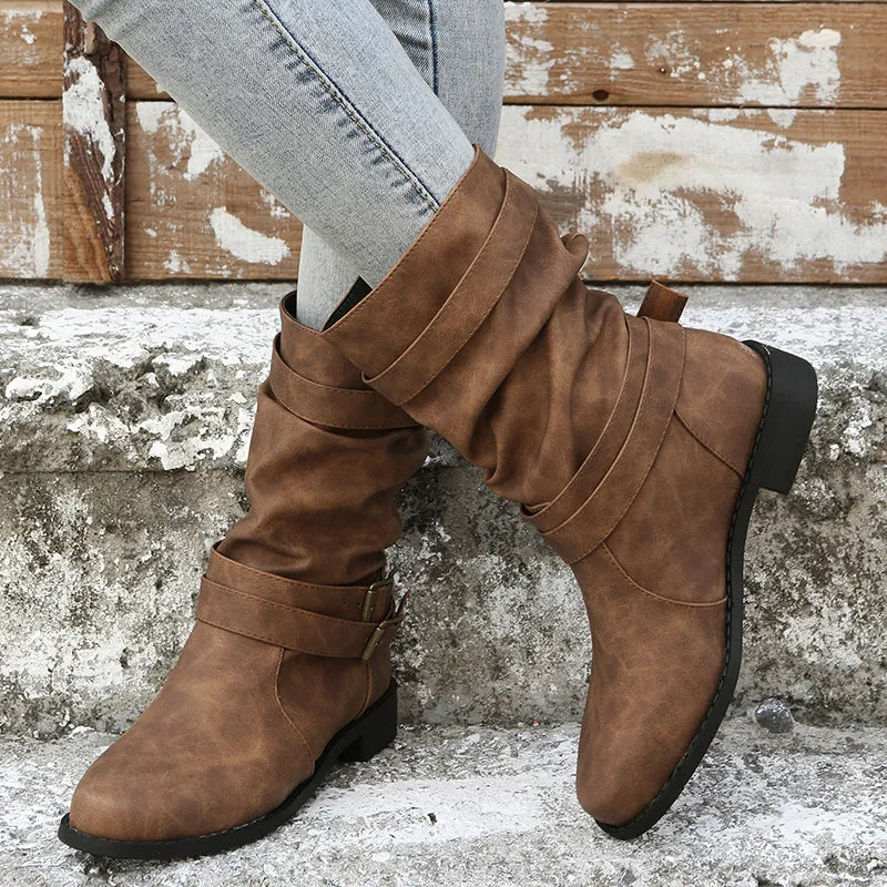 Bottes en cuir végétalien à boucles pour femmes - Linnea