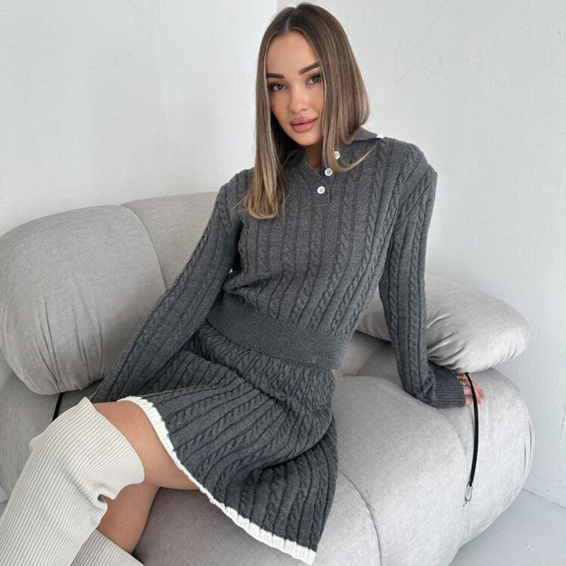 Robe en tricot tressé à col montant pour femmes - Shenia