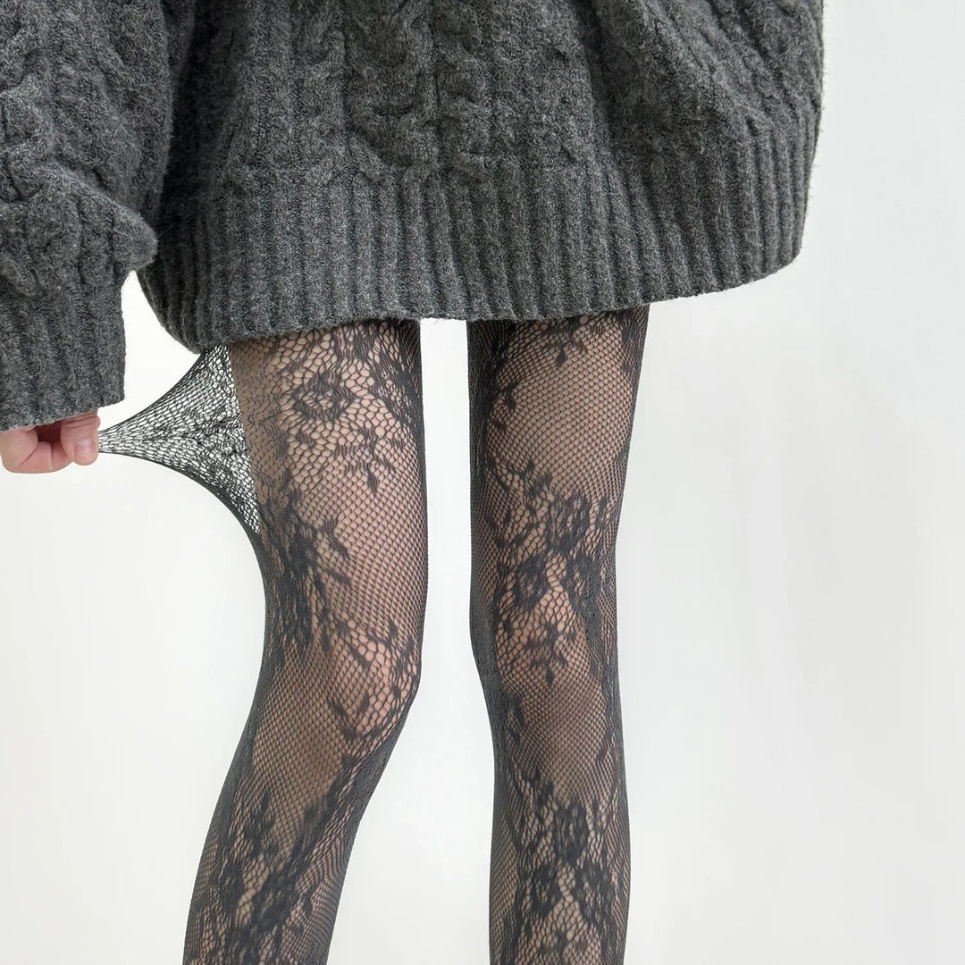 Bas résille avec motif floral - Avata