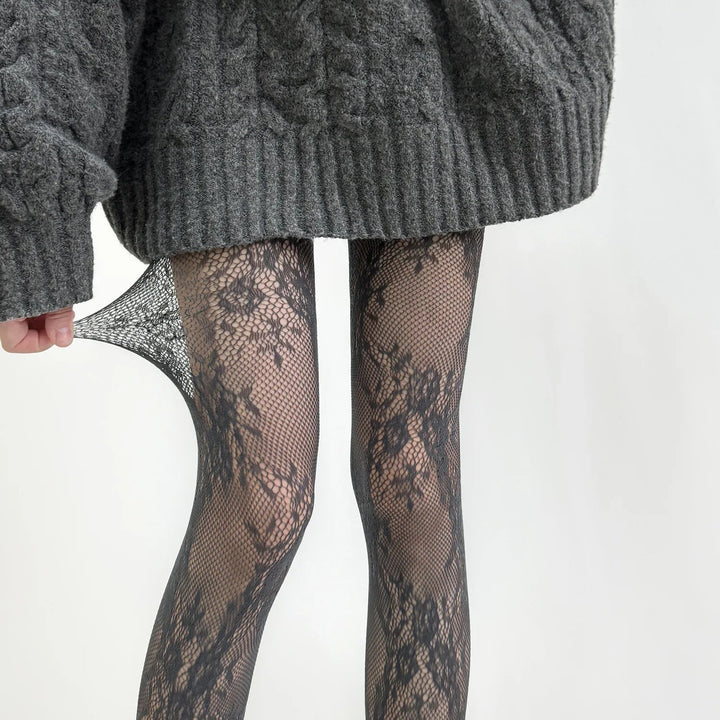 Bas résille avec motif floral - Avata