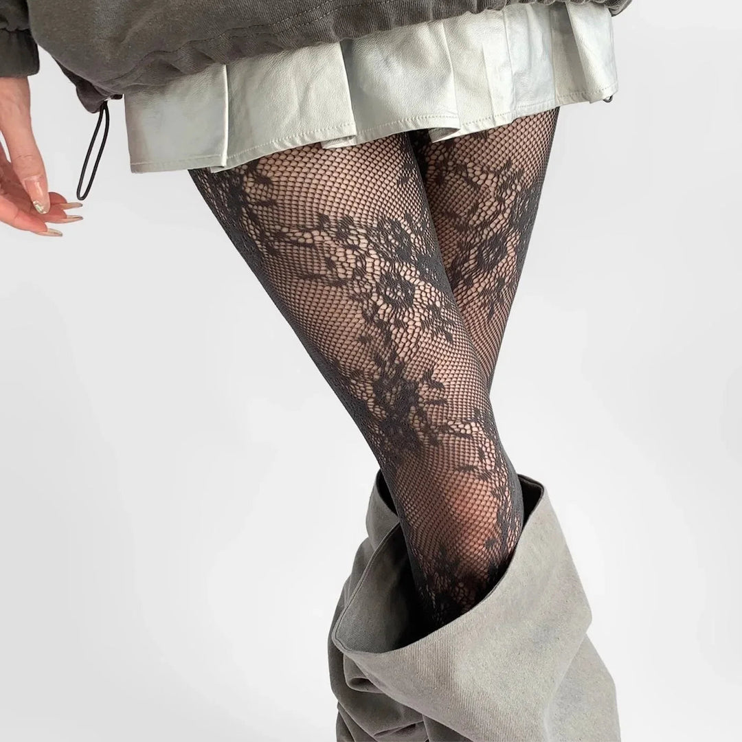 Bas résille avec motif floral - Avata