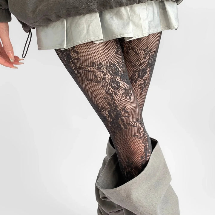 Bas résille avec motif floral - Avata