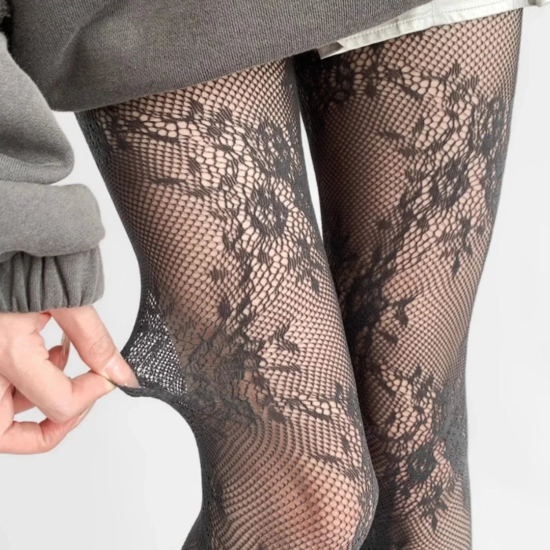 Bas résille avec motif floral - Avata
