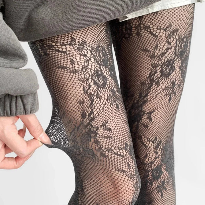 Bas résille avec motif floral - Avata