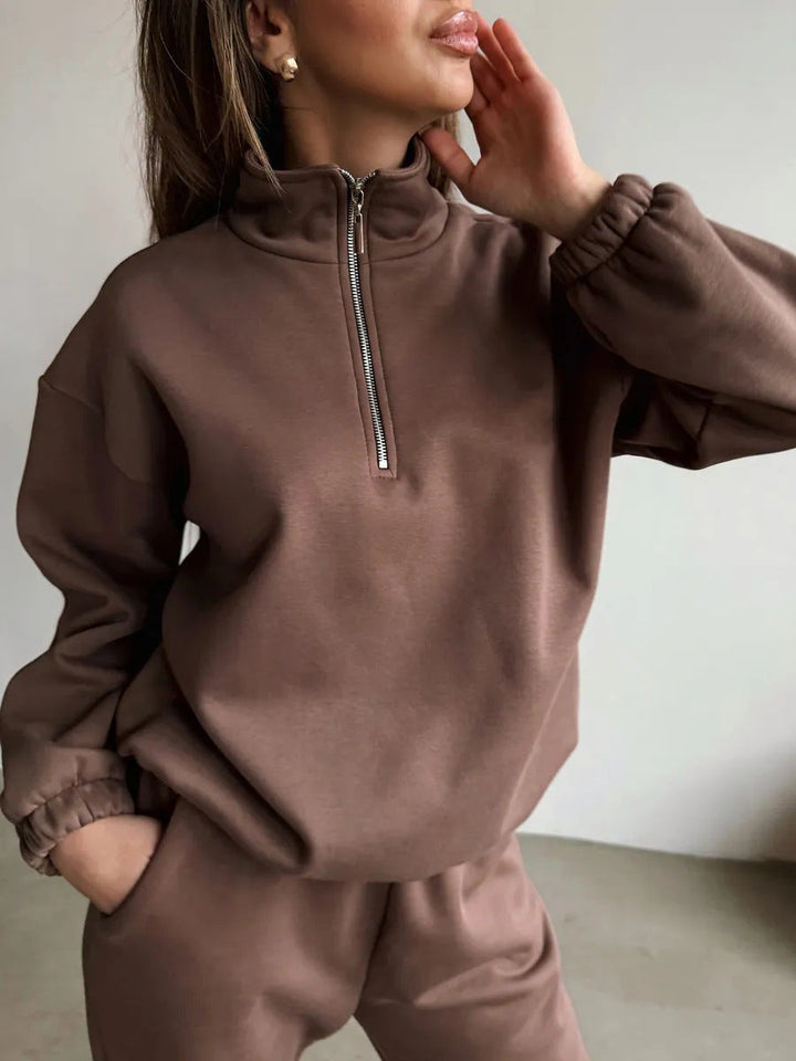 Ensemble de sport pour femmes avec fermeture éclair et col montant - Marvi