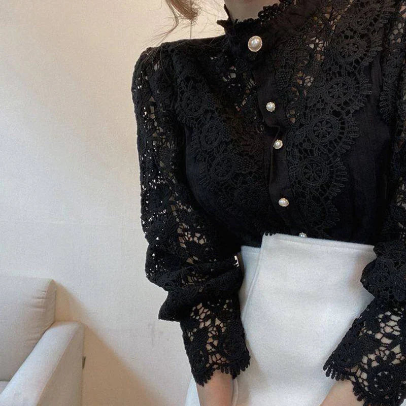 Chemisier en dentelle à manches longues pour femme - Elisabetta