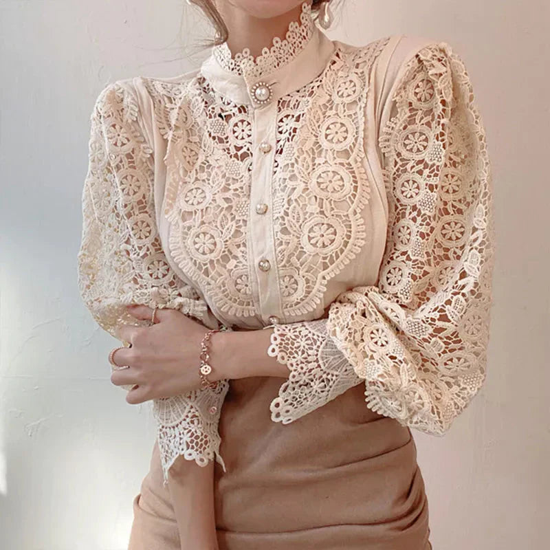 Chemisier en dentelle à manches longues pour femme - Elisabetta