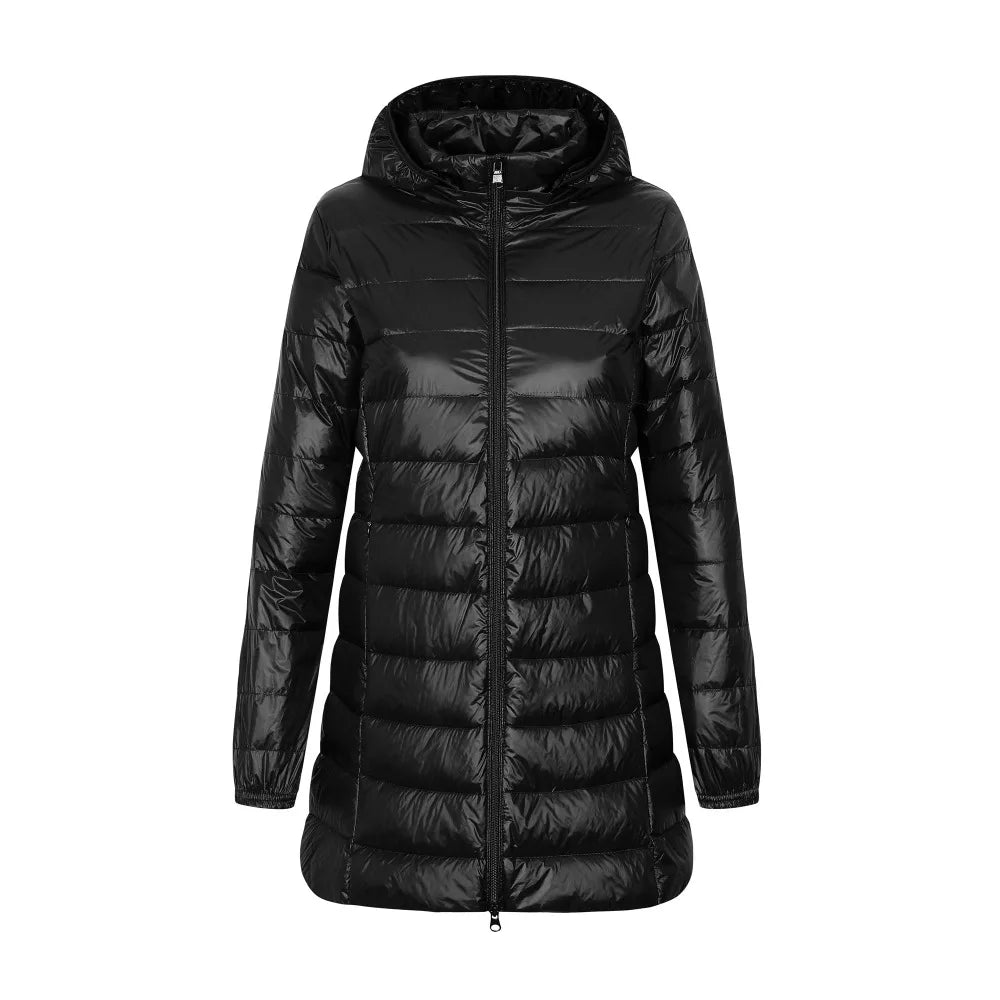Veste longue matelassée à capuche pour femme - Yvette