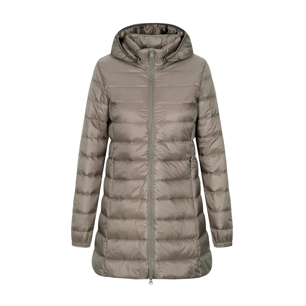 Veste longue matelassée à capuche pour femme - Yvette