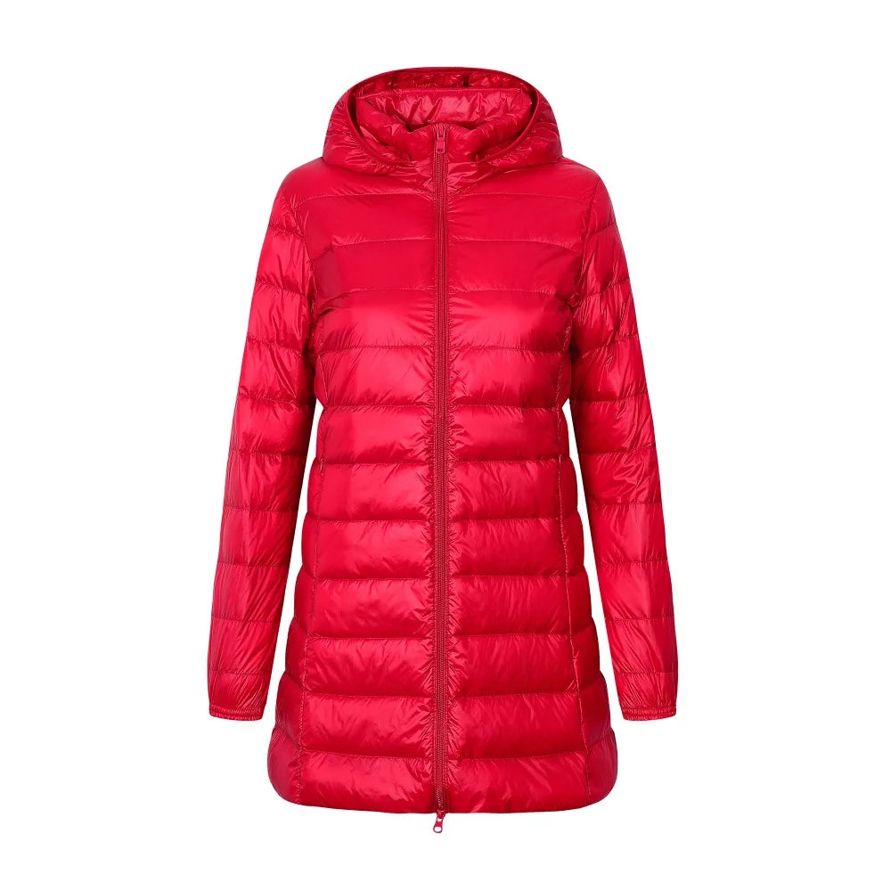 Veste longue matelassée à capuche pour femme - Yvette