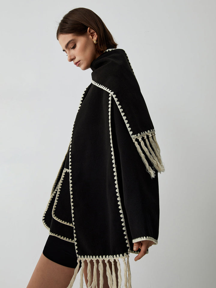 Veste pour femmes avec passepoils contrastés et écharpe élégante - Alesha