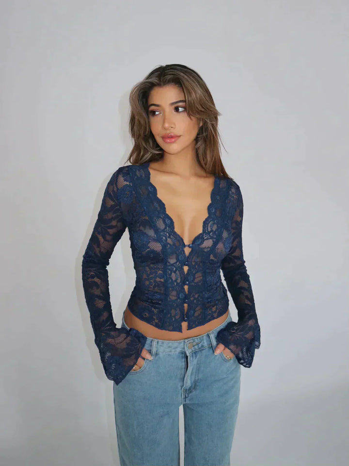 Carina - Mode moderne Top en dentelle Blouse