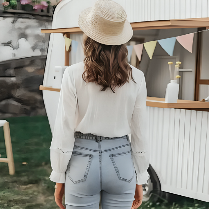 Blouse élégante à manches longues avec détails en dentelle - Lotta