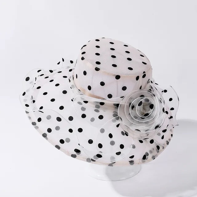 Mode Dot Chiffon Seau Chapeau