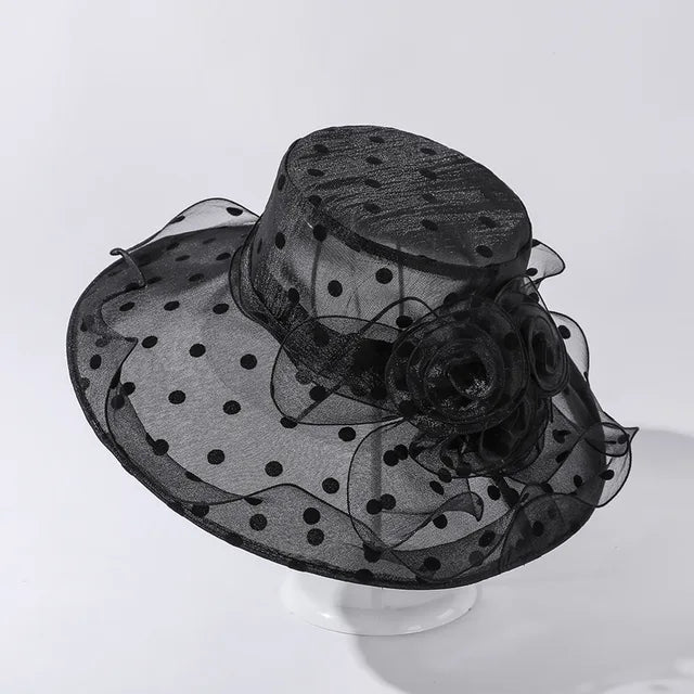 Mode Dot Chiffon Seau Chapeau