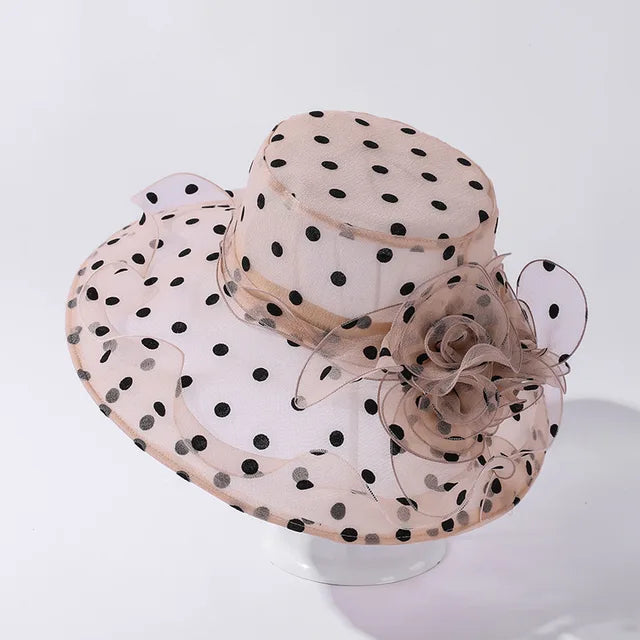 Mode Dot Chiffon Seau Chapeau