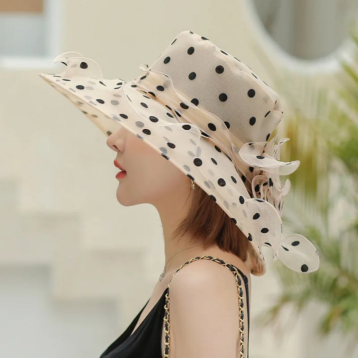 Mode Dot Chiffon Seau Chapeau