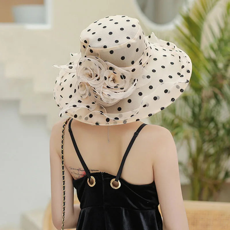 Mode Dot Chiffon Seau Chapeau