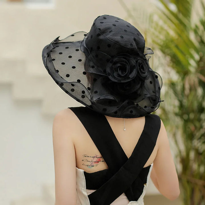 Mode Dot Chiffon Seau Chapeau