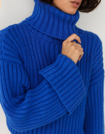 Eva - Pull à col roulé côtelé pour femme